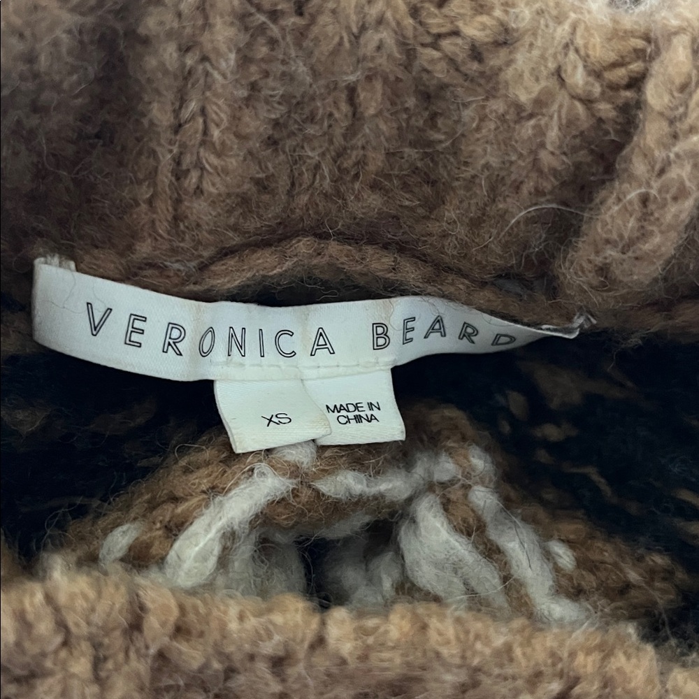 Veronica Beard Brown and Black Patterned Turtleneck Sweater - Picture 2 of 8